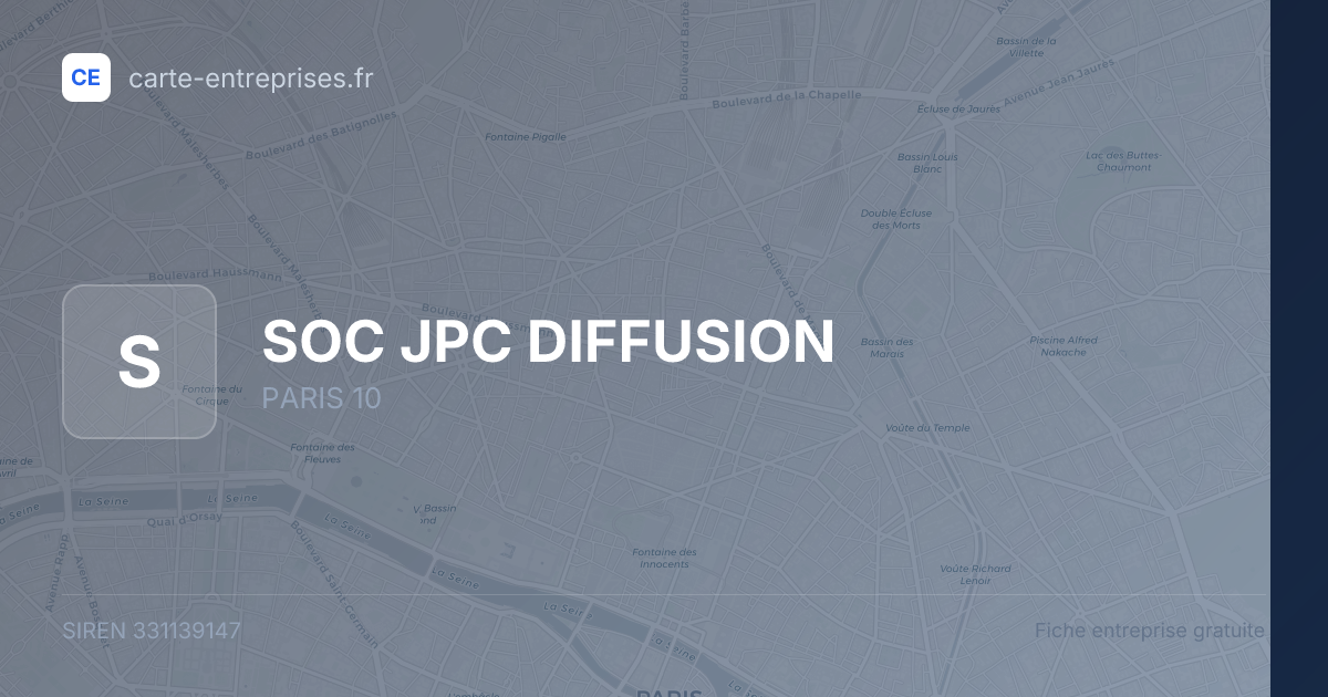 SOC JPC DIFFUSION — 331139147 — fiche entreprise