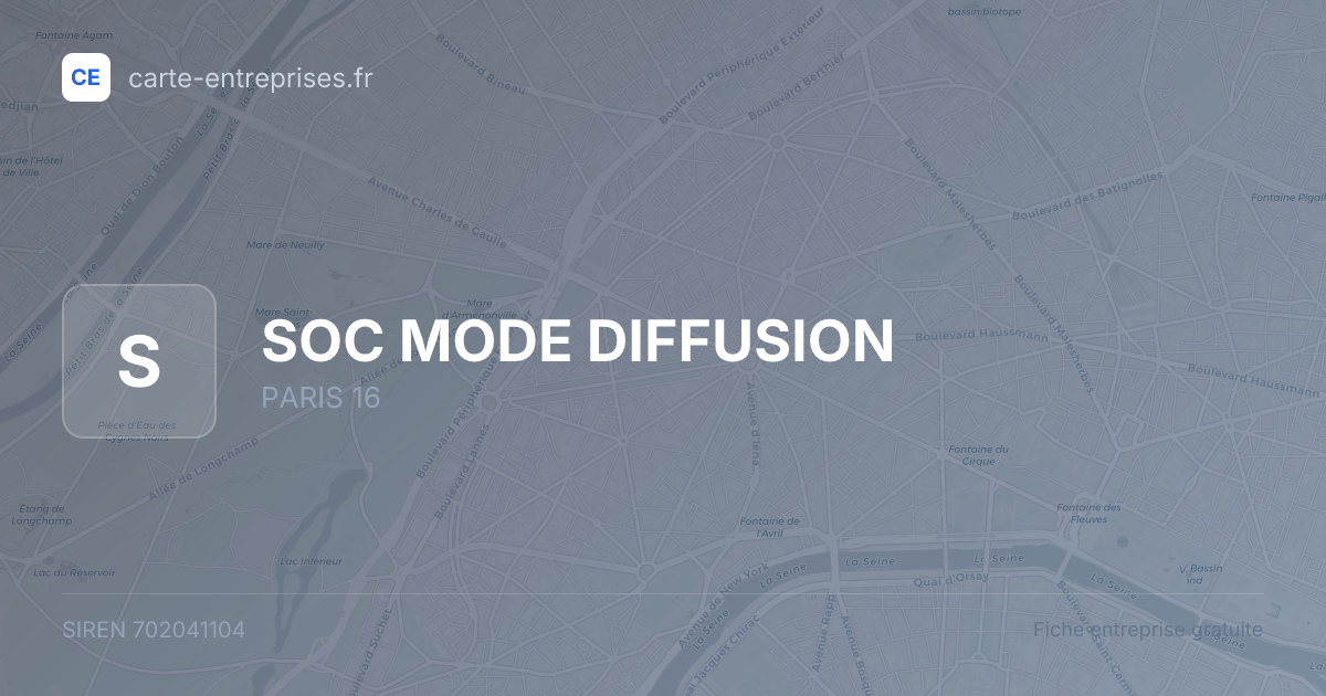 SOC MODE DIFFUSION — 702041104 — fiche entreprise