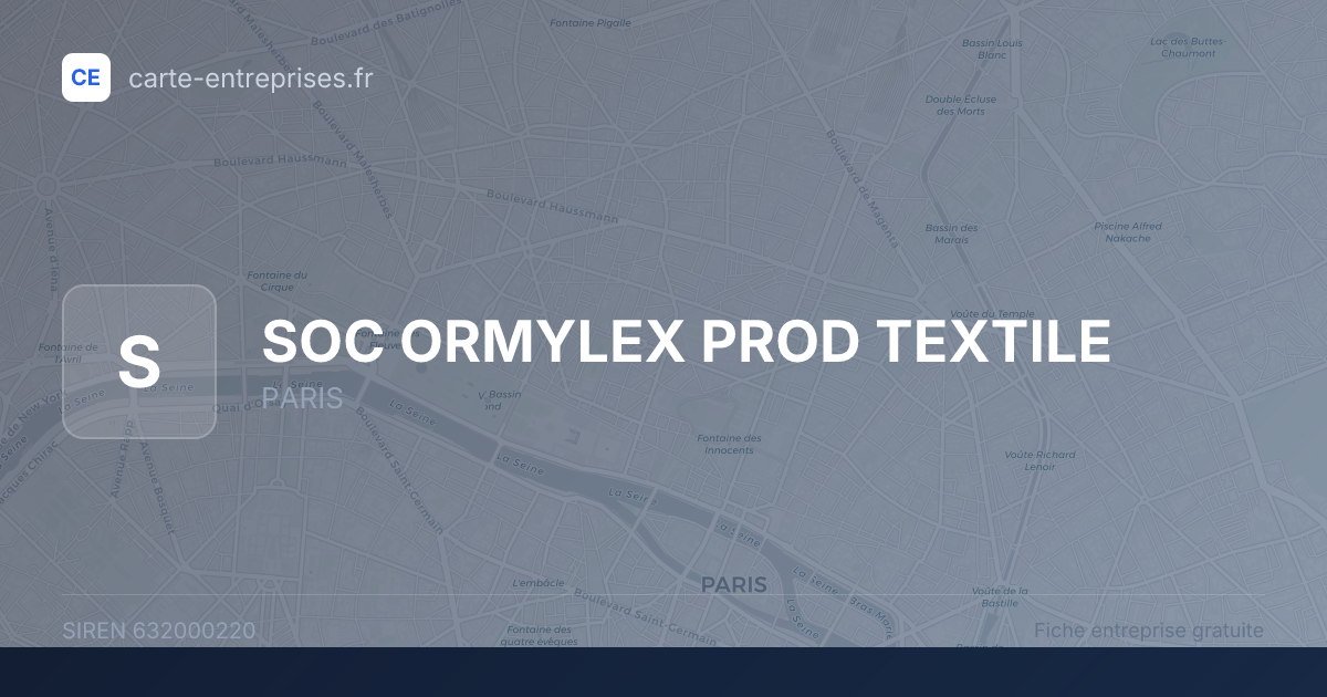SOC ORMYLEX PROD TEXTILE — 632000220 — fiche entreprise