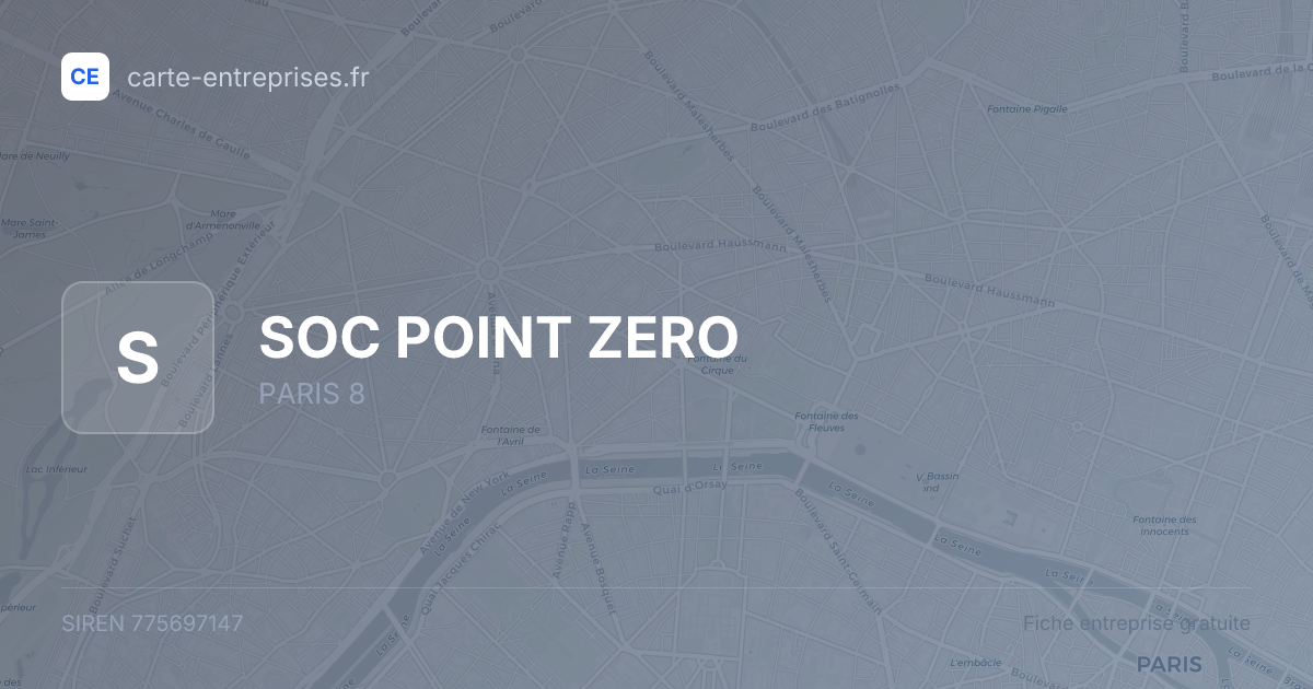 SOC POINT ZERO — 775697147 — fiche entreprise