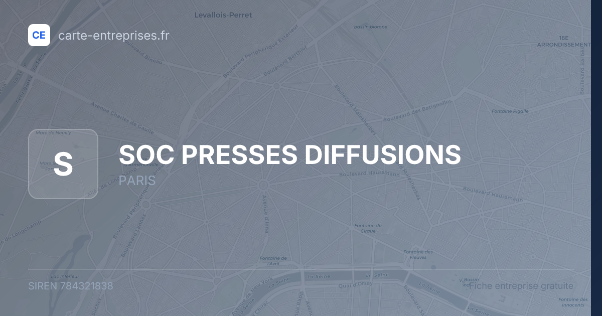 SOC PRESSES DIFFUSIONS — 784321838 — fiche entreprise