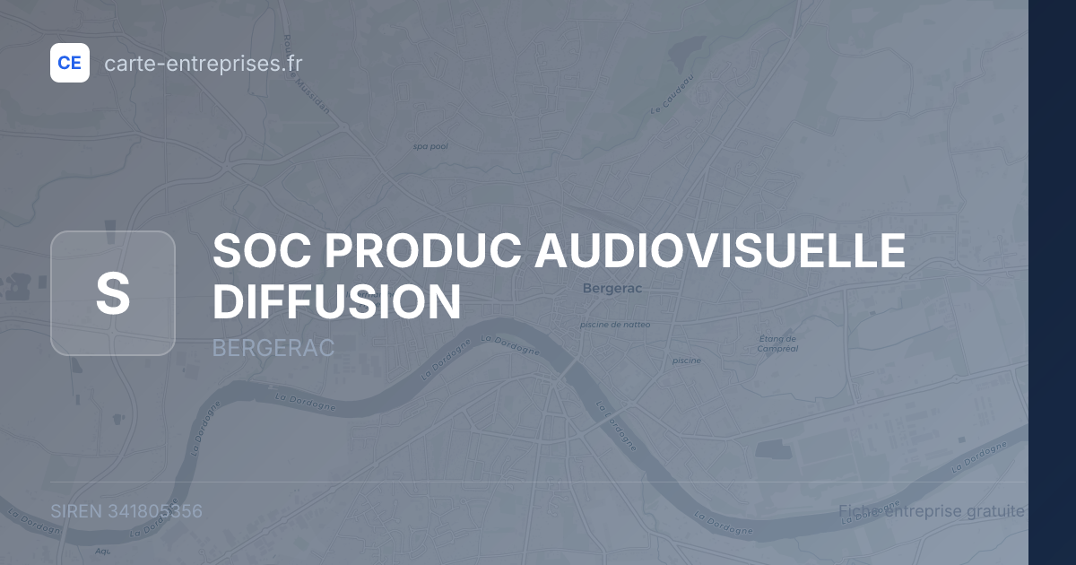 SOC PRODUC AUDIOVISUELLE DIFFUSION — 341805356 — fiche entreprise