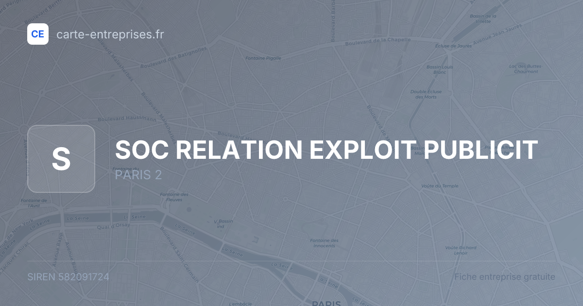 SOC RELATION EXPLOIT PUBLICIT — 582091724 — fiche entreprise