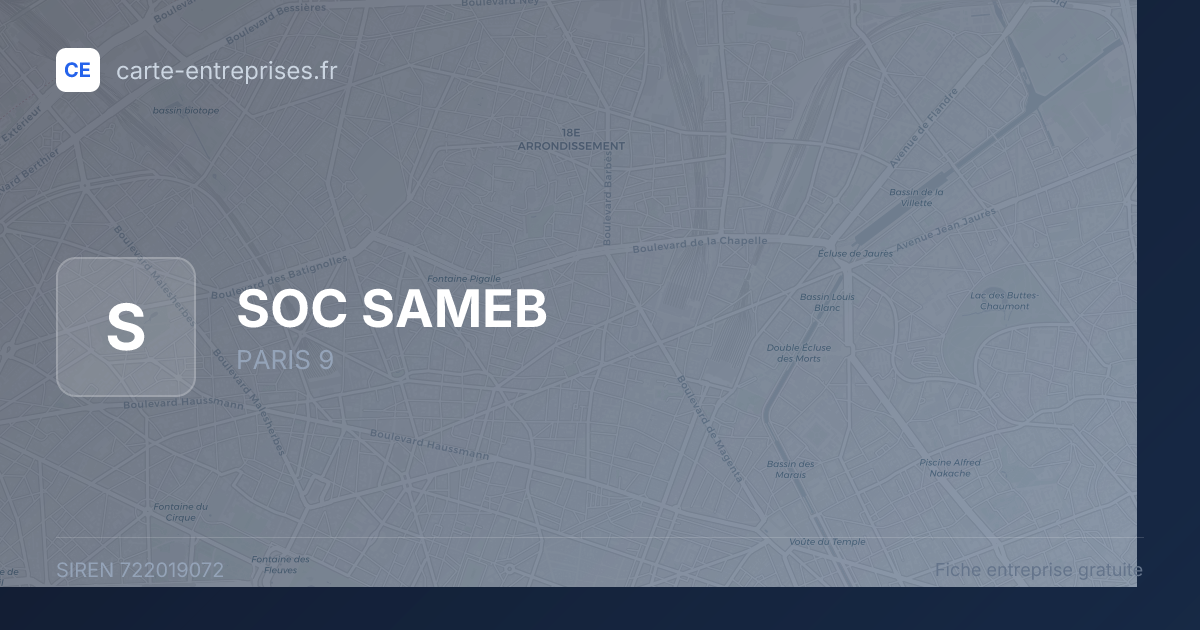 SOC SAMEB — 722019072 — fiche entreprise