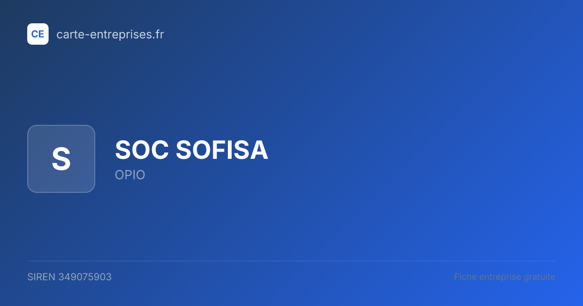 SOC SOFISA — 349075903 — fiche entreprise