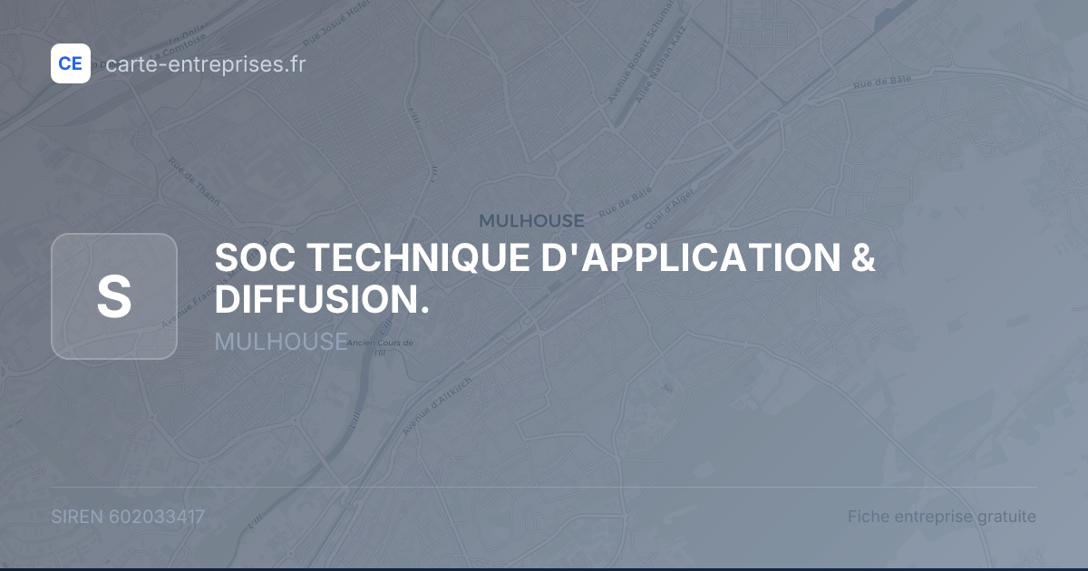 SOC TECHNIQUE D'APPLICATION & DIFFUSION. — 602033417 — fiche entreprise
