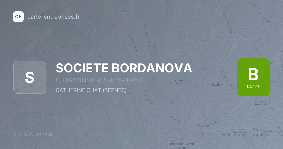 SOCIETE BORDANOVA — 727180226 — fiche entreprise