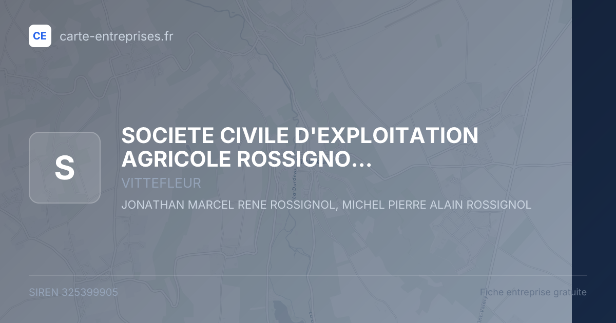 SOCIETE CIVILE D'EXPLOITATION AGRICOLE ROSSIGNOL & LALLEMANT — 325399905 — fiche entreprise