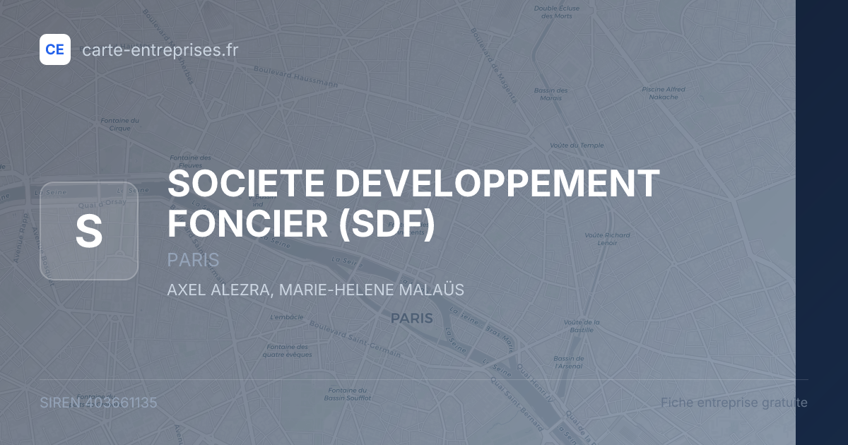 SOCIETE DEVELOPPEMENT FONCIER (SDF) — 403661135 — fiche entreprise