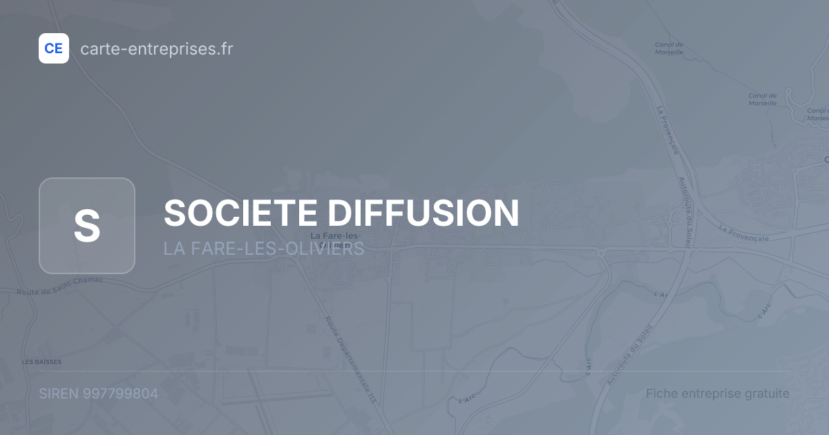 SOCIETE DIFFUSION — 997799804 — fiche entreprise