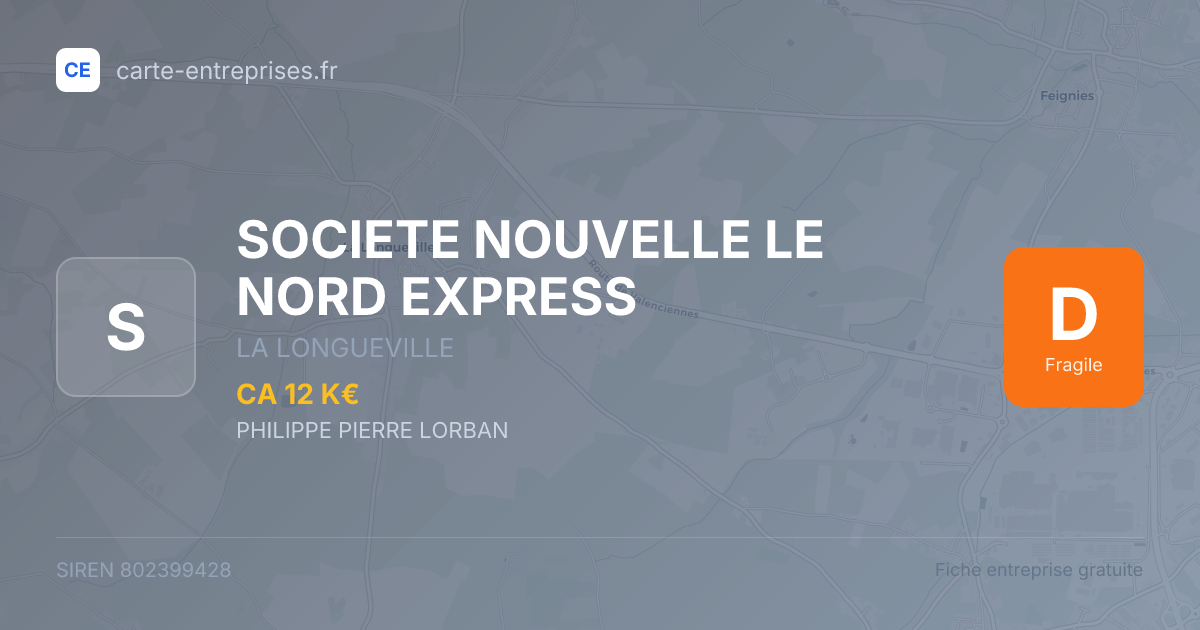 SOCIETE NOUVELLE LE NORD EXPRESS — 802399428 — fiche entreprise