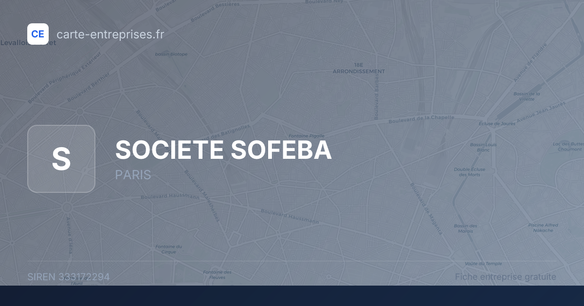 SOCIETE SOFEBA — 333172294 — fiche entreprise