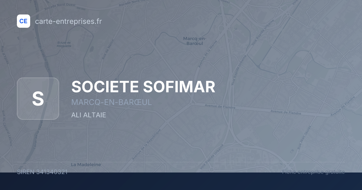 SOCIETE SOFIMAR — 341340321 — fiche entreprise