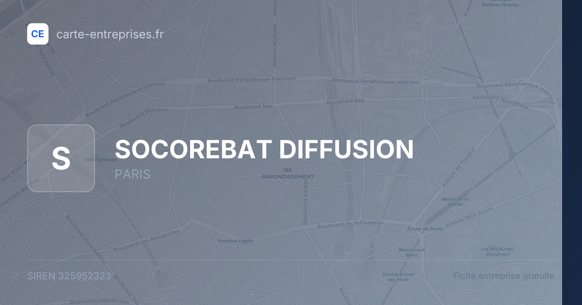 SOCOREBAT DIFFUSION — 325952323 — fiche entreprise