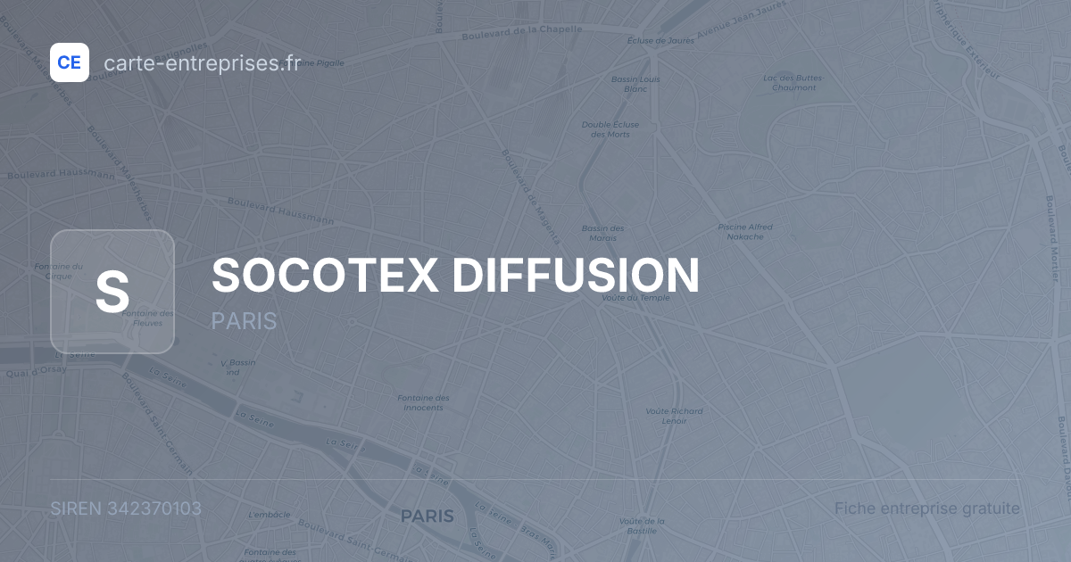 SOCOTEX DIFFUSION — 342370103 — fiche entreprise