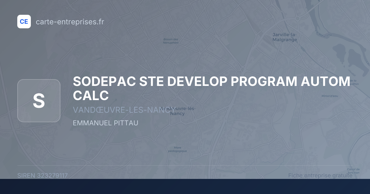 SODEPAC STE DEVELOP PROGRAM AUTOM CALC — 323279117 — fiche entreprise