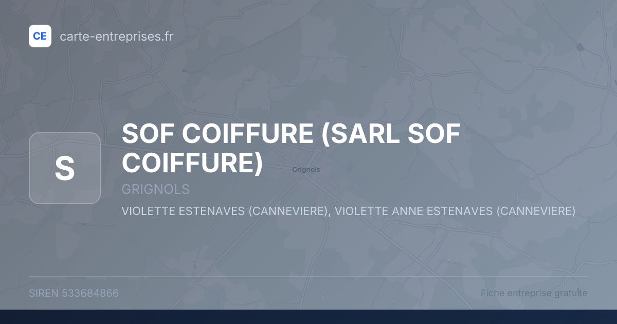 SOF COIFFURE (SARL SOF COIFFURE) — 533684866 — fiche entreprise
