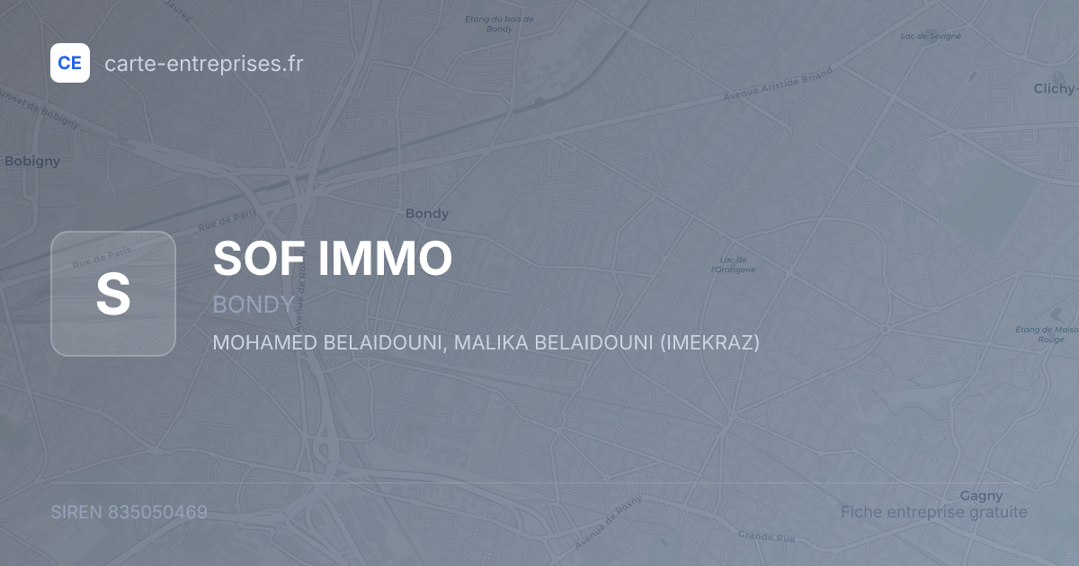 SOF IMMO — 835050469 — fiche entreprise