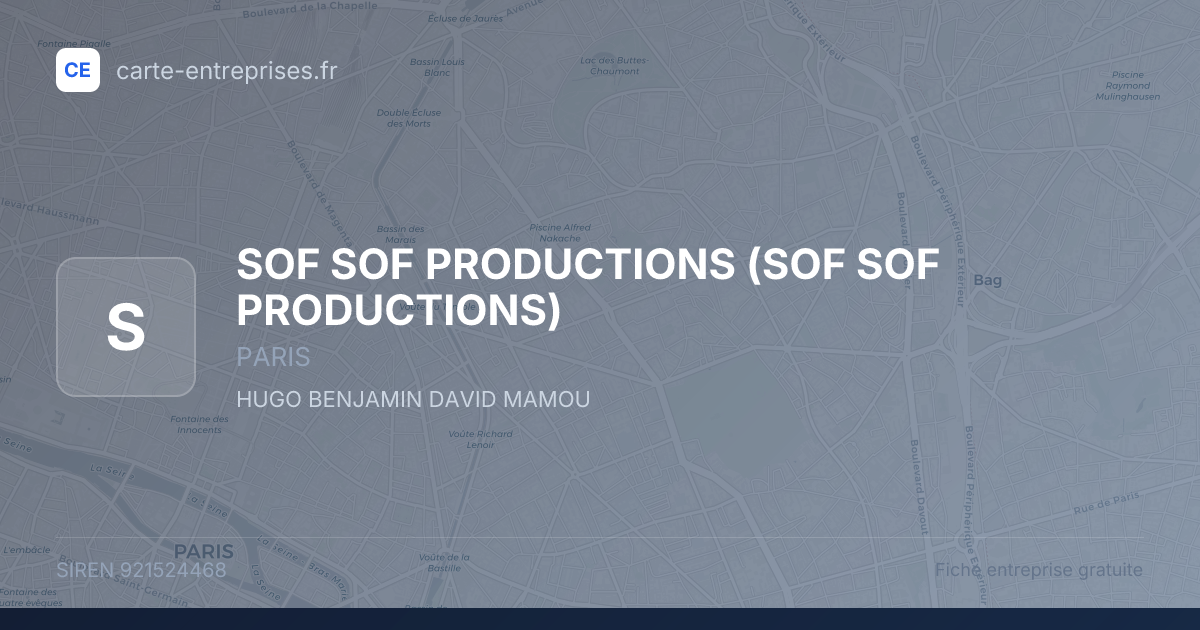 SOF SOF PRODUCTIONS — 921524468 — fiche entreprise