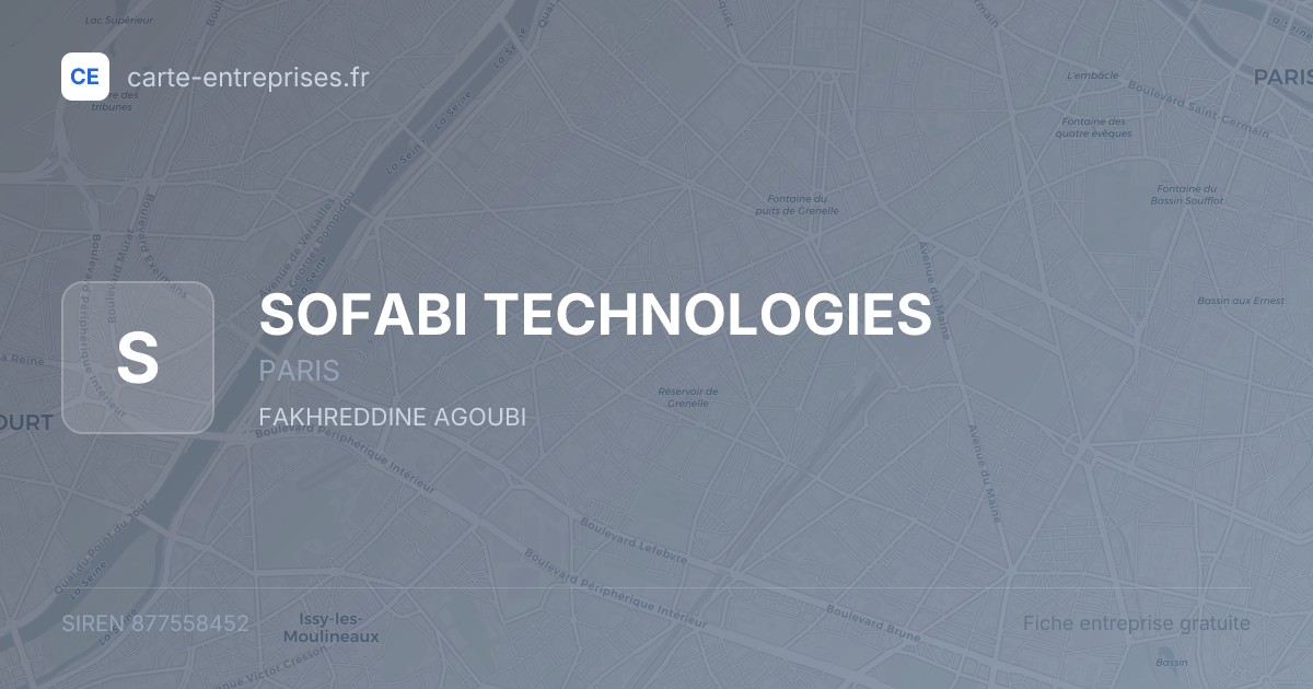 SOFABI TECHNOLOGIES — 877558452 — fiche entreprise