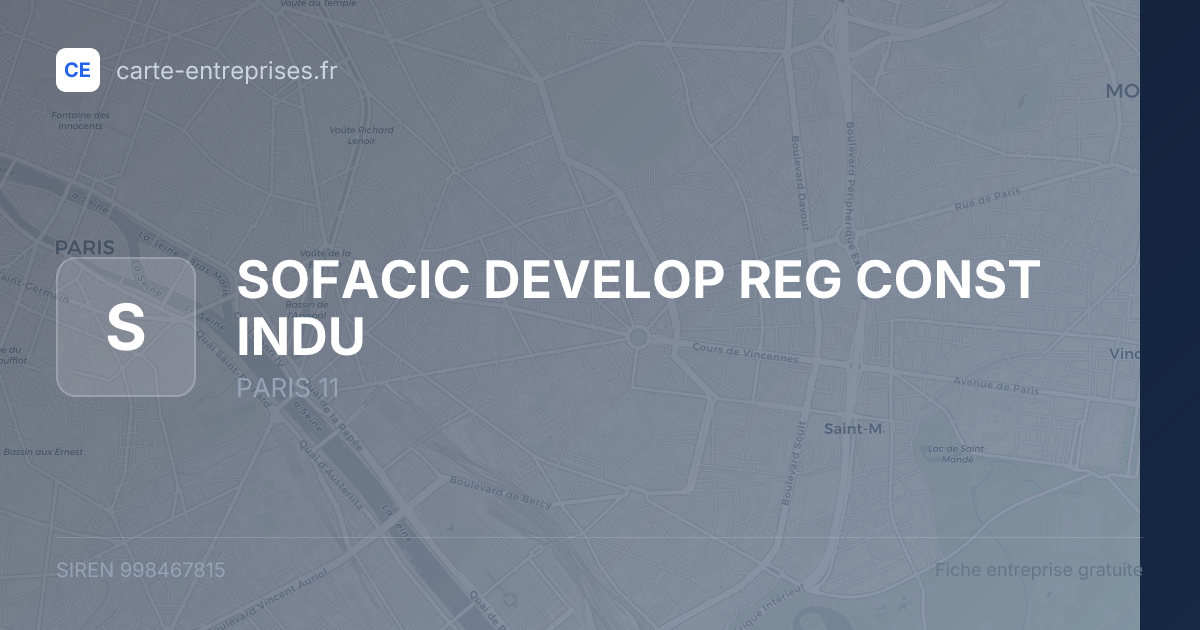 SOFACIC DEVELOP REG CONST INDU — 998467815 — fiche entreprise