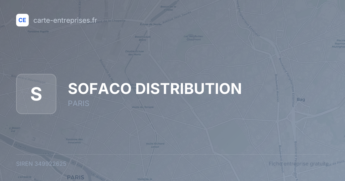 SOFACO DISTRIBUTION — 349922625 — fiche entreprise