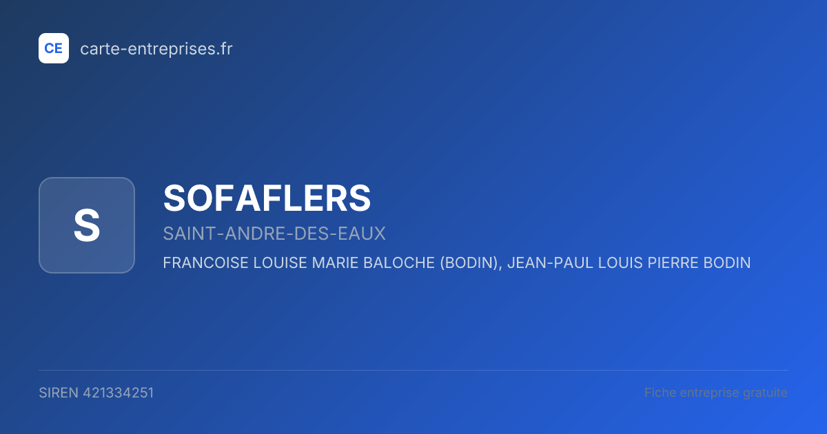SOFAFLERS — 421334251 — fiche entreprise