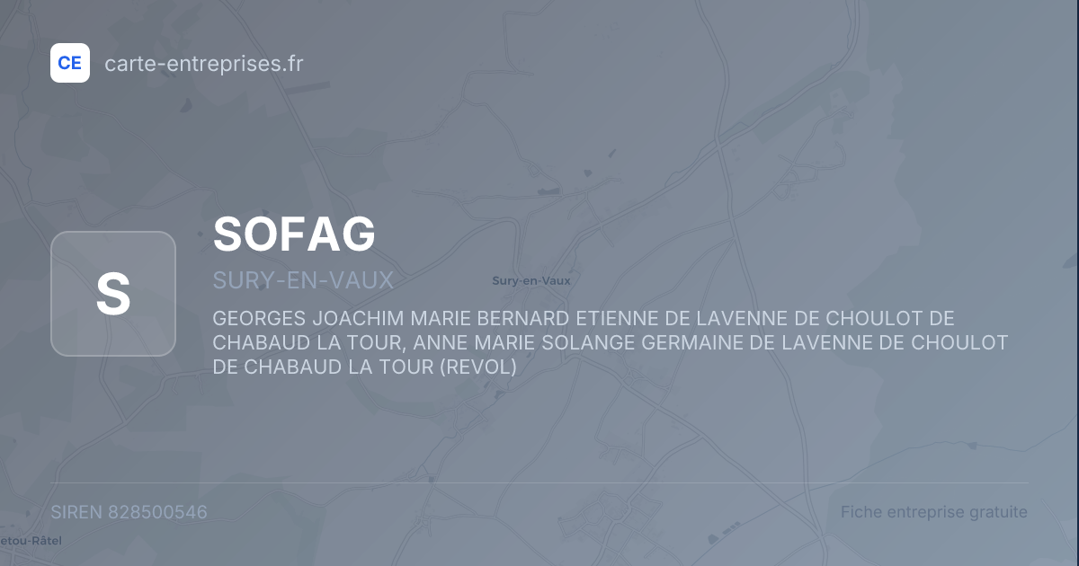 SOFAG — 828500546 — fiche entreprise