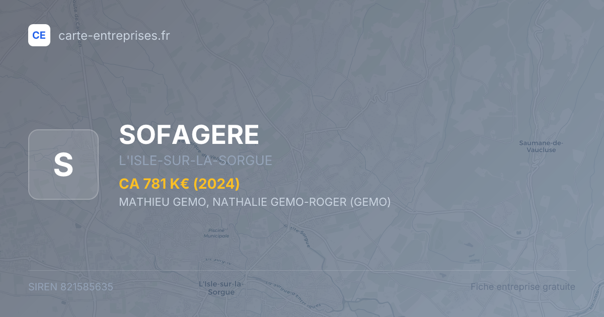 SOFAGERE — 821585635 — fiche entreprise