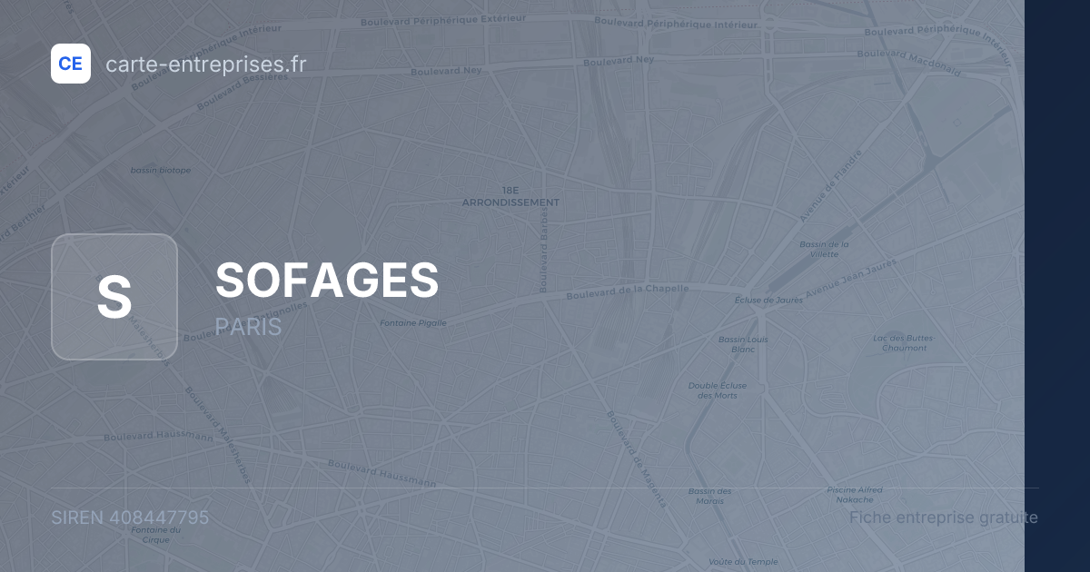 SOFAGES — 408447795 — fiche entreprise