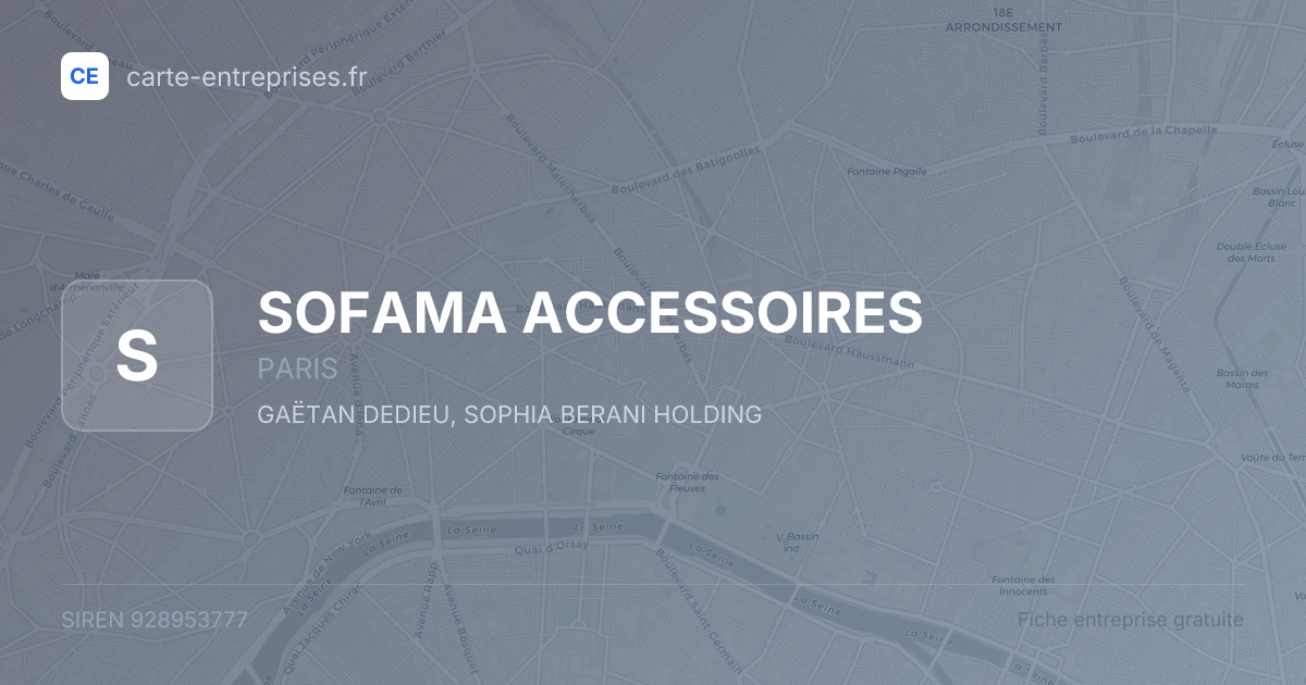 SOFAMA ACCESSOIRES — 928953777 — fiche entreprise