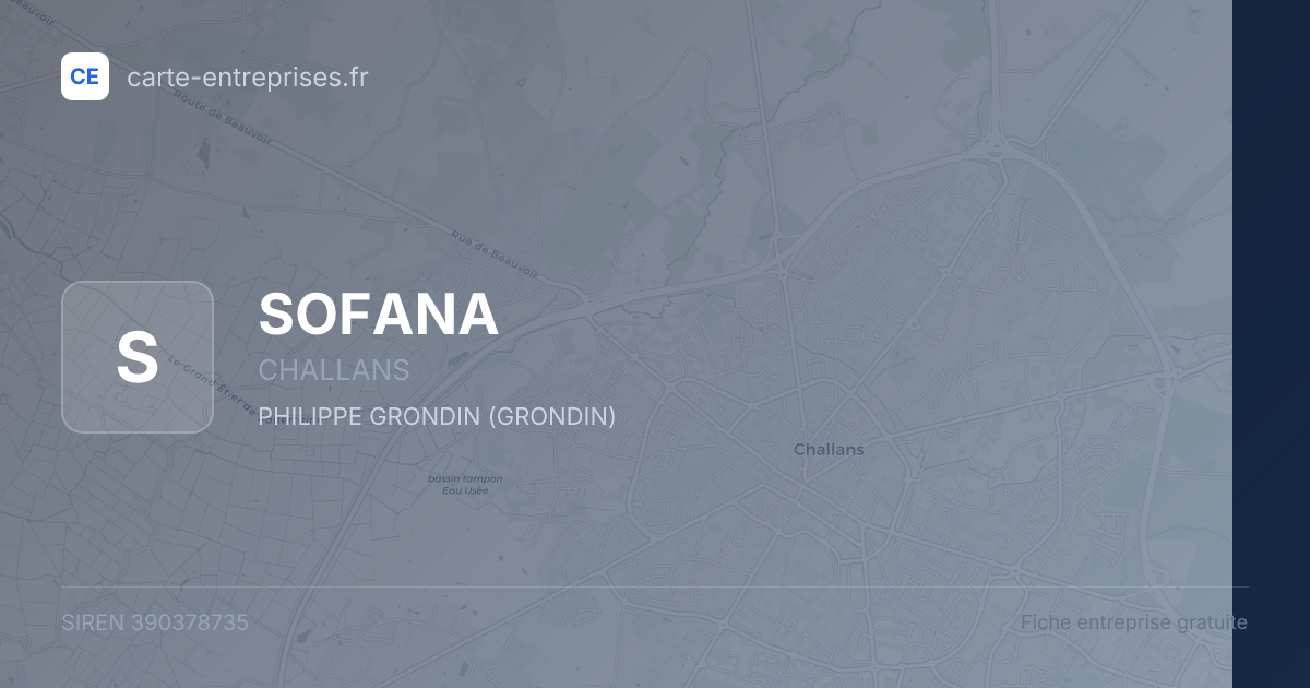 SOFANA — 390378735 — fiche entreprise