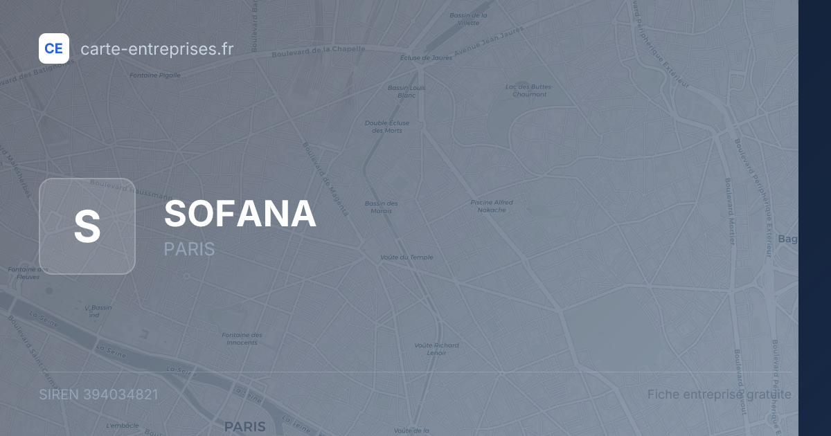 SOFANA — 394034821 — fiche entreprise