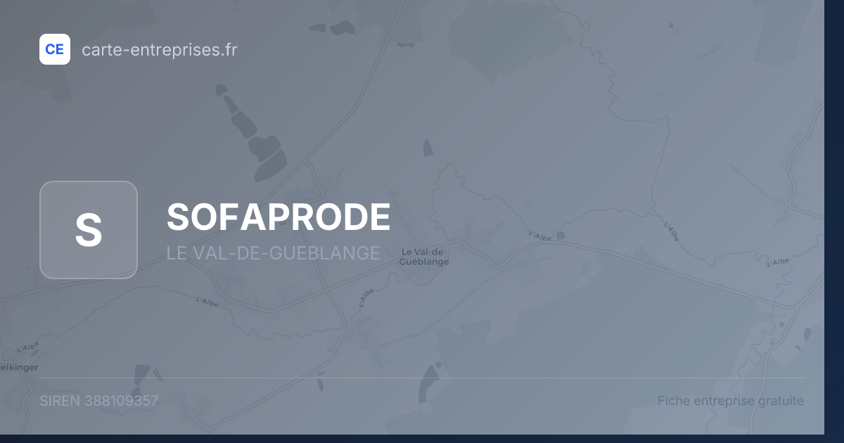 SOFAPRODE — 388109357 — fiche entreprise