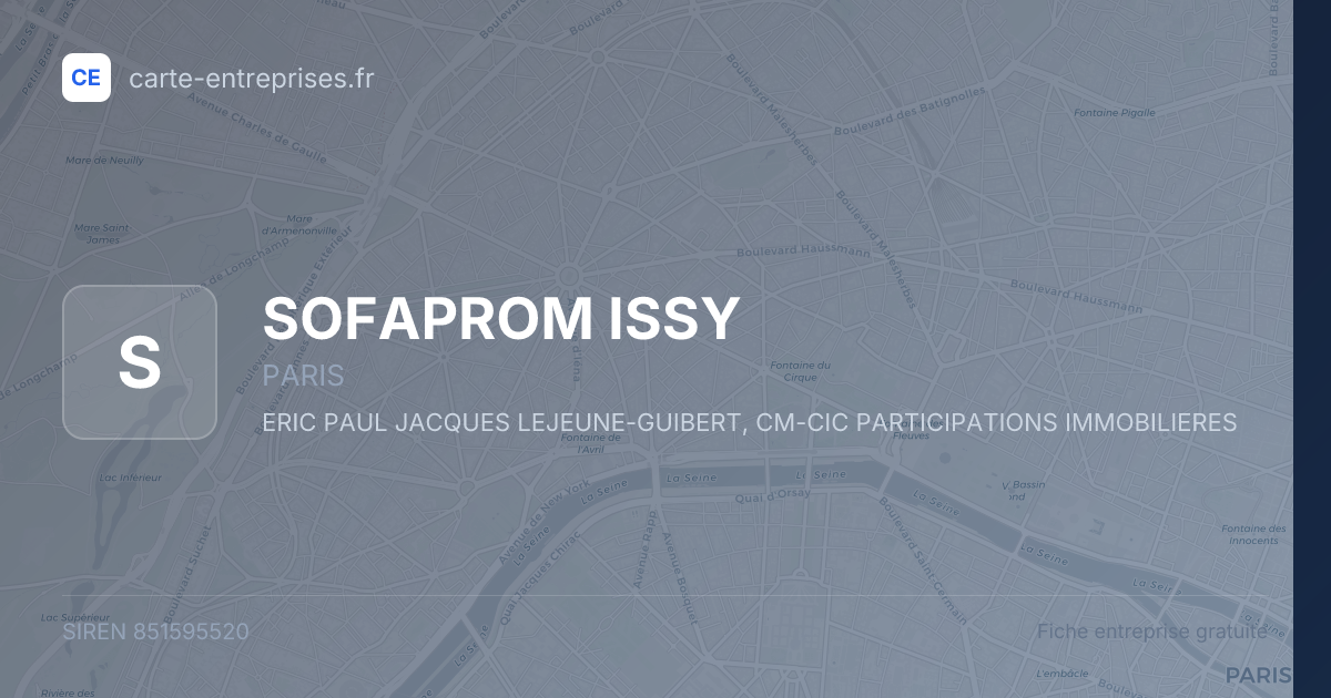 SOFAPROM ISSY — 851595520 — fiche entreprise