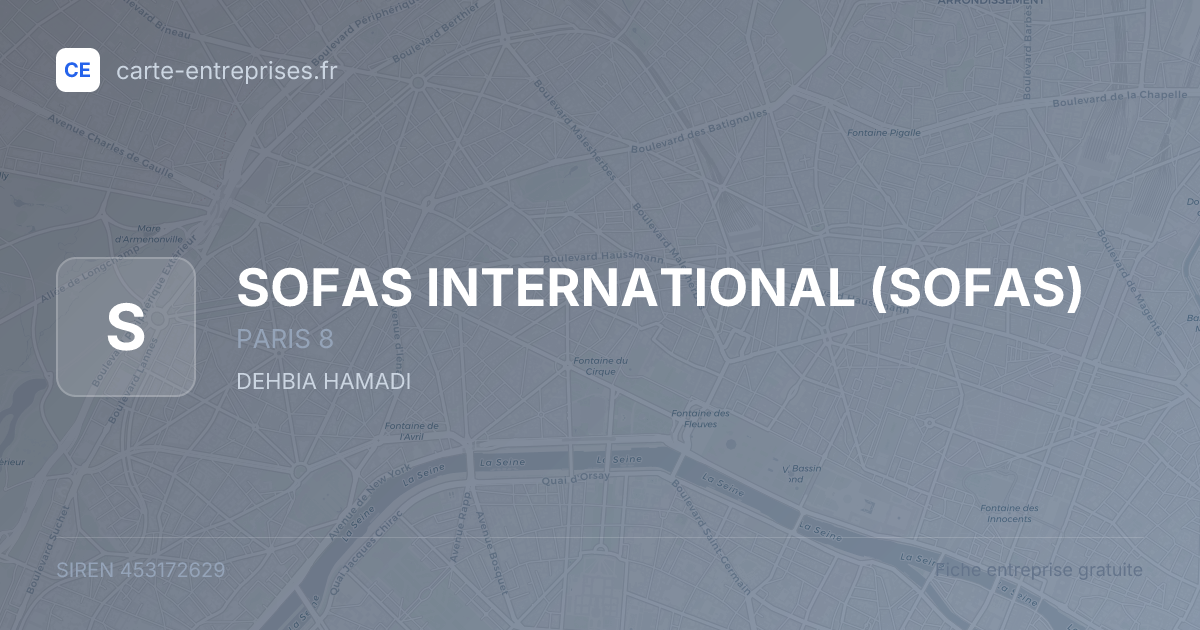 SOFAS INTERNATIONAL (SOFAS) — 453172629 — fiche entreprise