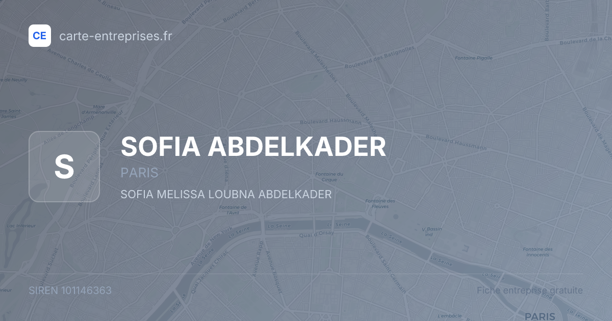 SOFIA ABDELKADER — 101146363 — fiche entreprise
