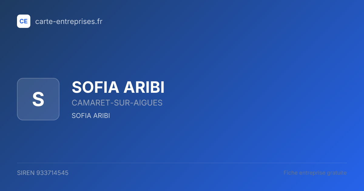 SOFIA ARIBI — 933714545 — fiche entreprise