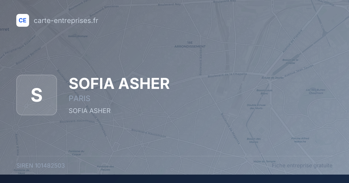SOFIA ASHER — 101482503 — fiche entreprise