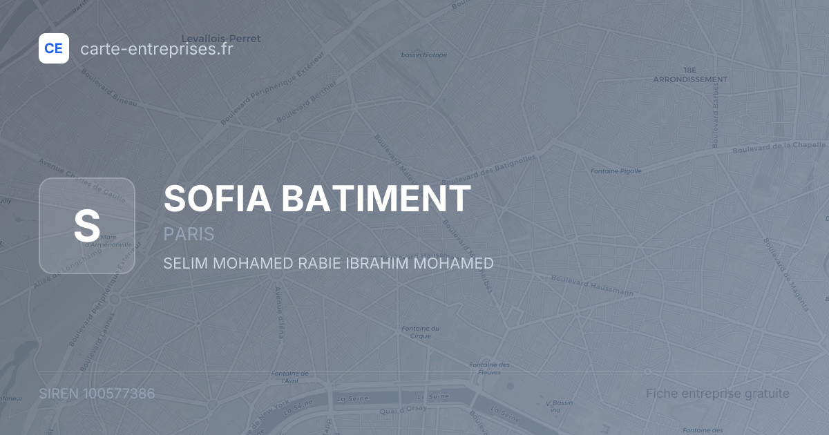 SOFIA BATIMENT — 100577386 — fiche entreprise