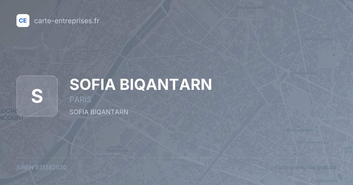 SOFIA BIQANTARN — 931382030 — fiche entreprise