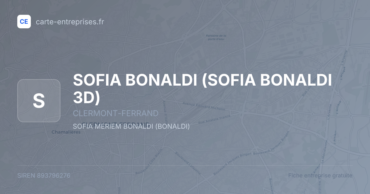SOFIA BONALDI (SOFIA BONALDI 3D) — 893796276 — fiche entreprise