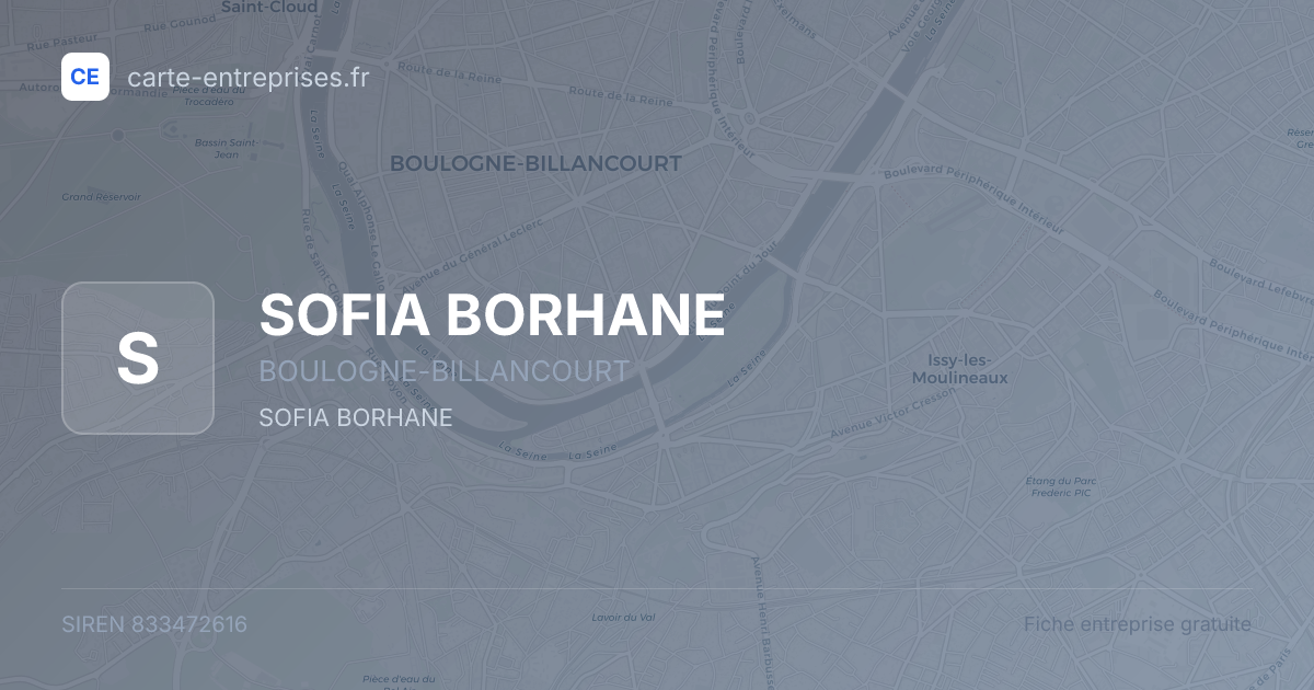 SOFIA BORHANE — 833472616 — fiche entreprise