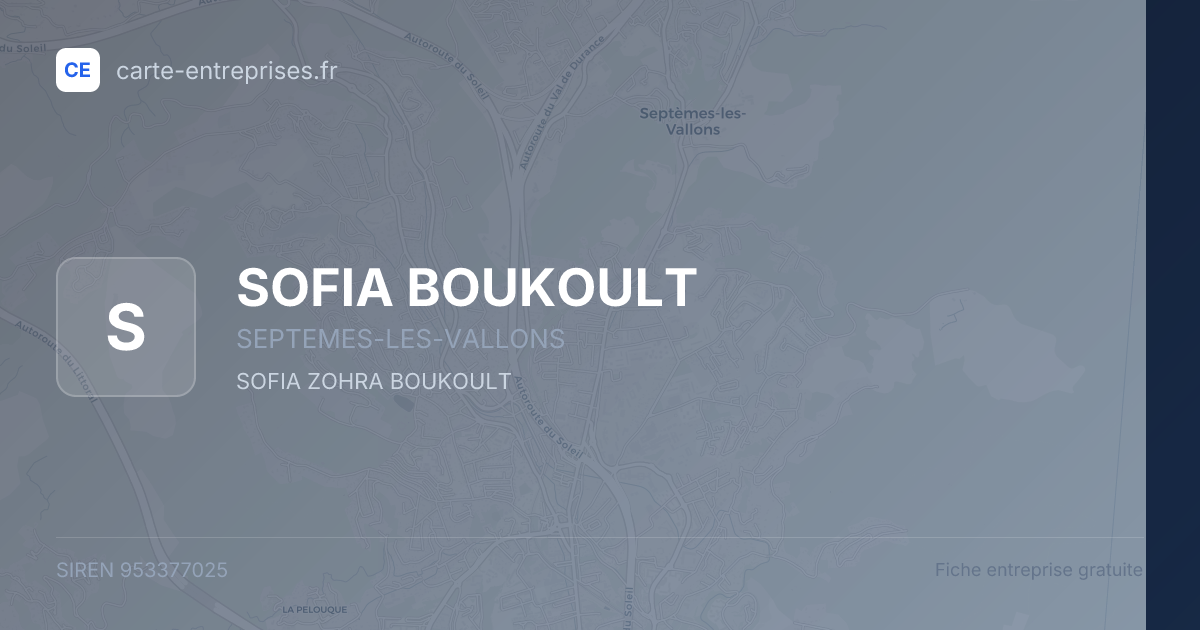 SOFIA BOUKOULT — 953377025 — fiche entreprise