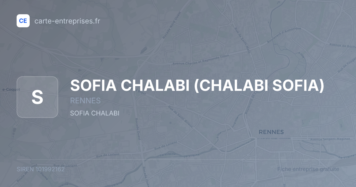 SOFIA CHALABI (CHALABI SOFIA) — 101992162 — fiche entreprise