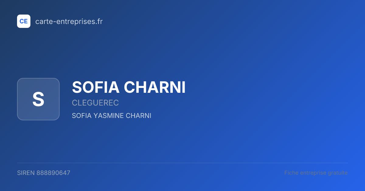 SOFIA CHARNI — 888890647 — fiche entreprise