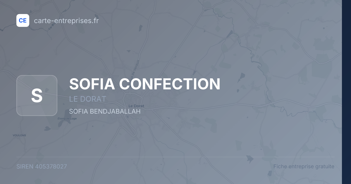 SOFIA CONFECTION — 405378027 — fiche entreprise