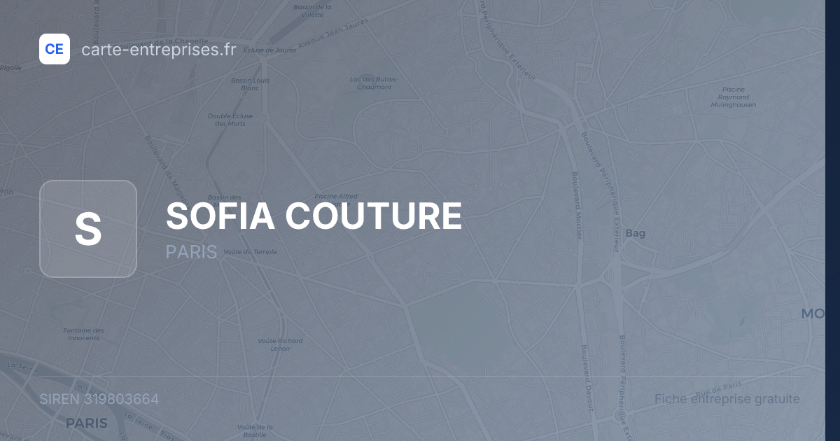 SOFIA COUTURE — 319803664 — fiche entreprise