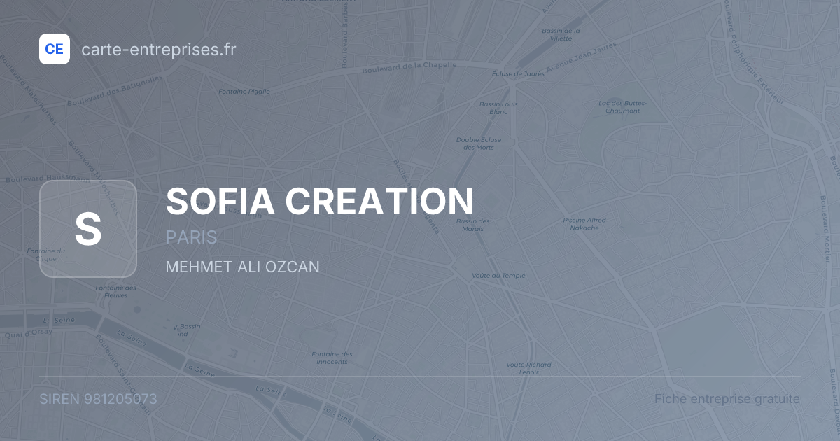 SOFIA CREATION — 981205073 — fiche entreprise