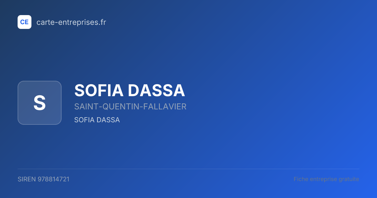 SOFIA DASSA — 978814721 — fiche entreprise